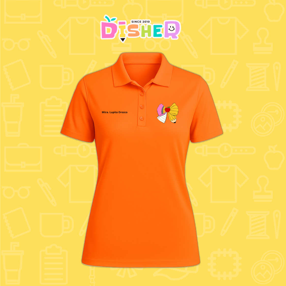 PBD-D-005 : Polo Bordada Dry Fit Dama I Moño lápiz hoja
