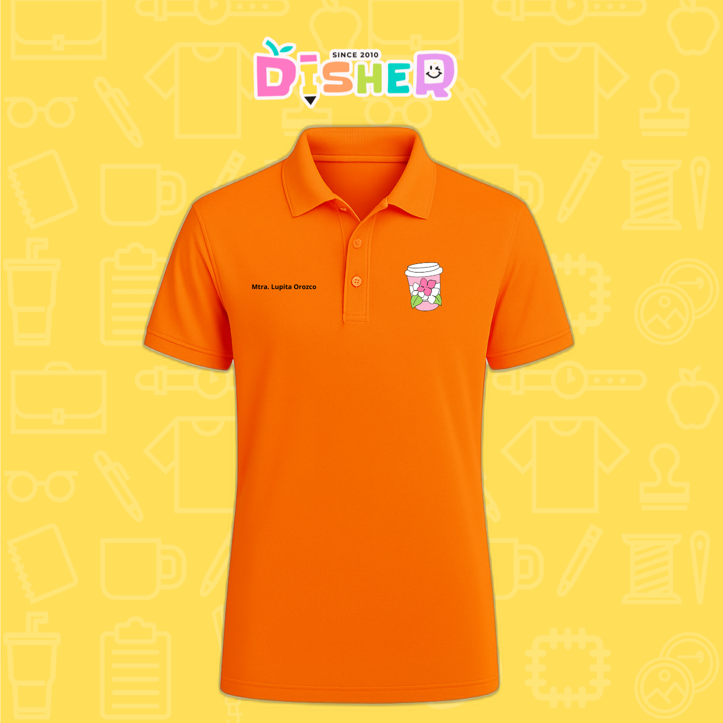 PBD-C-0041: Polo Bordada Dry Fit Caballero I Cafe flores