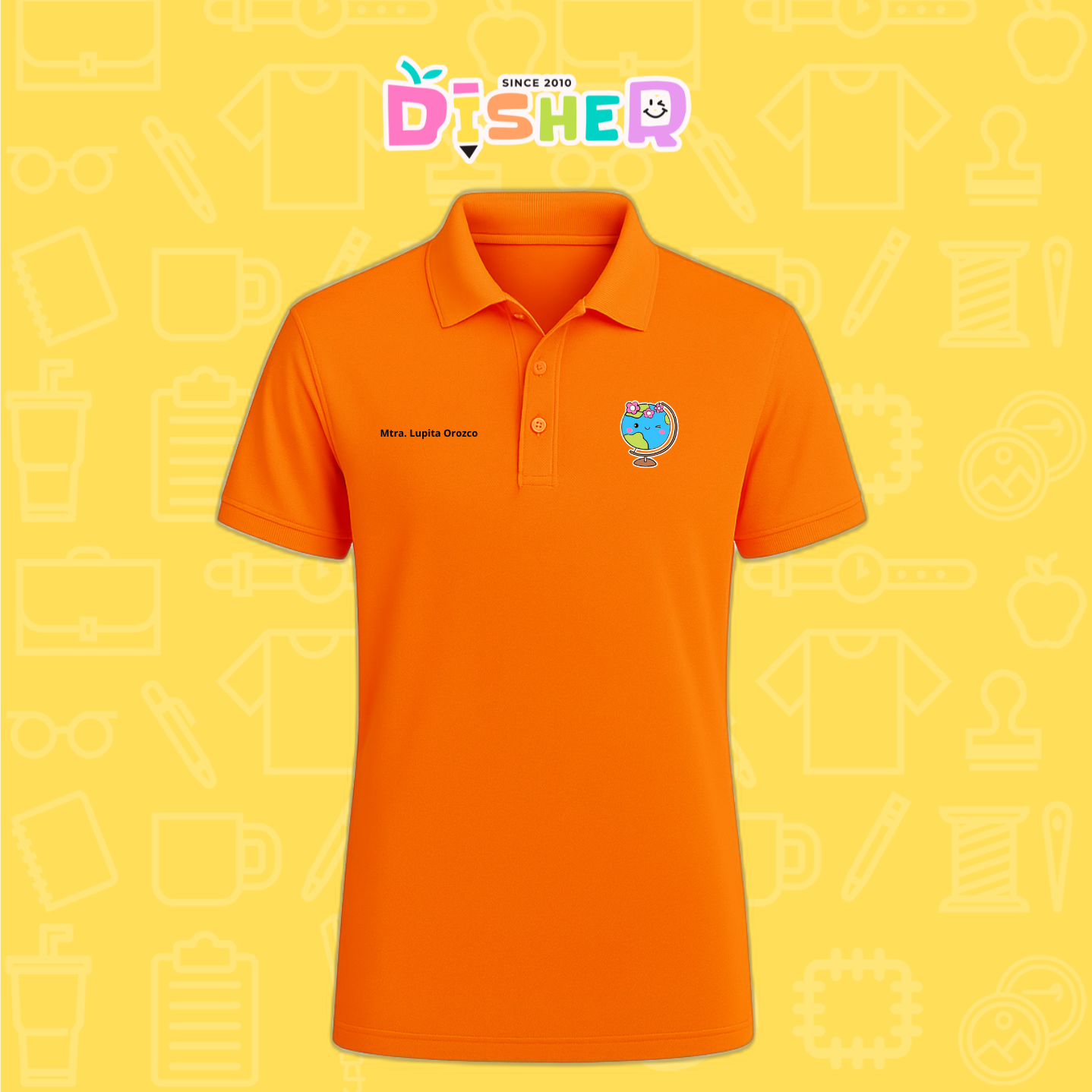 PBD-C-0038: Polo Bordada Dry Fit Caballero I Mundo con flores