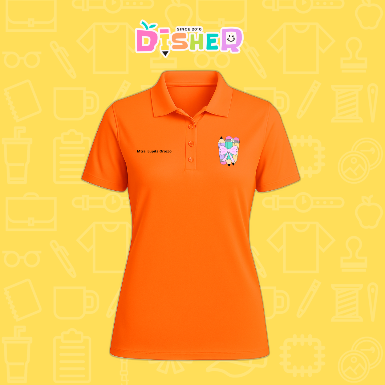 PBD-D-007 : Polo Bordada Dry Fit Dama I Lápices moñito