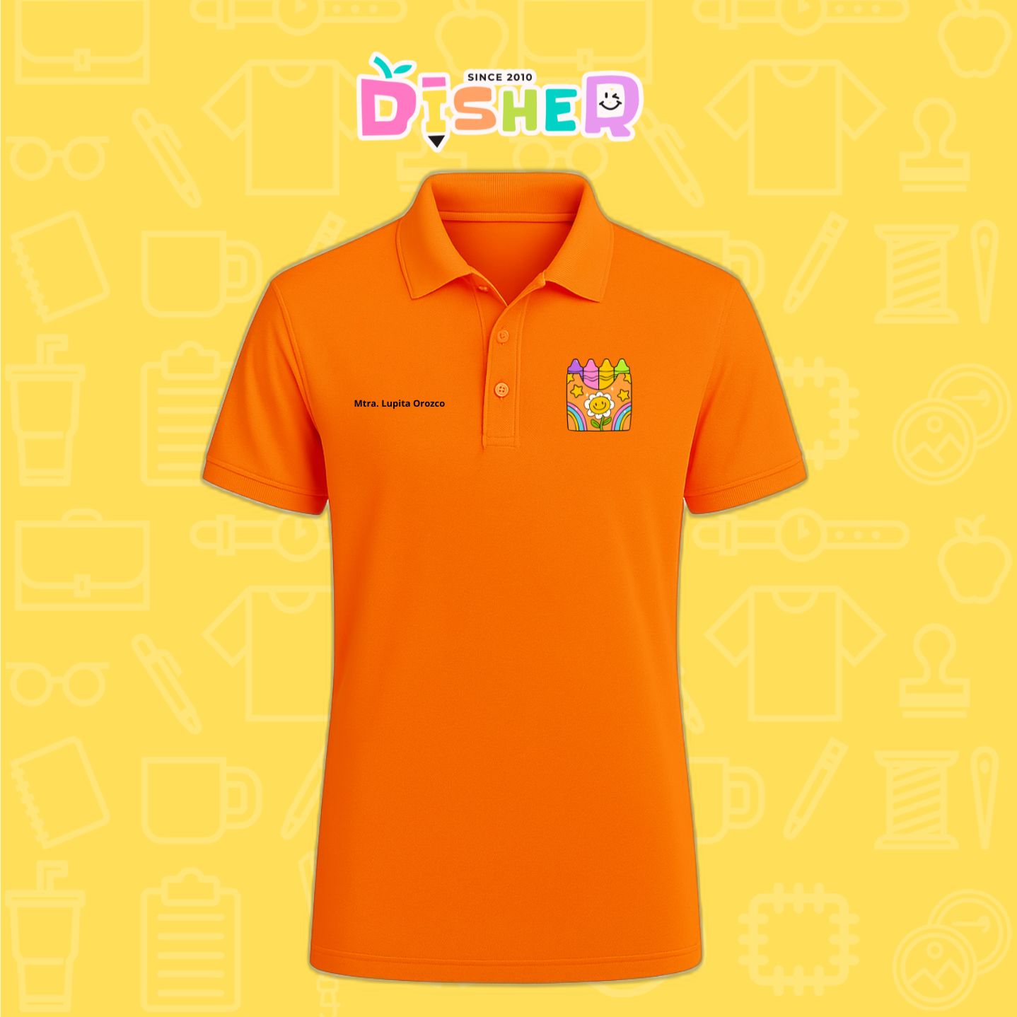 PBD-C-0015: Polo Bordada Dry Fit Caballero I Crayones flor