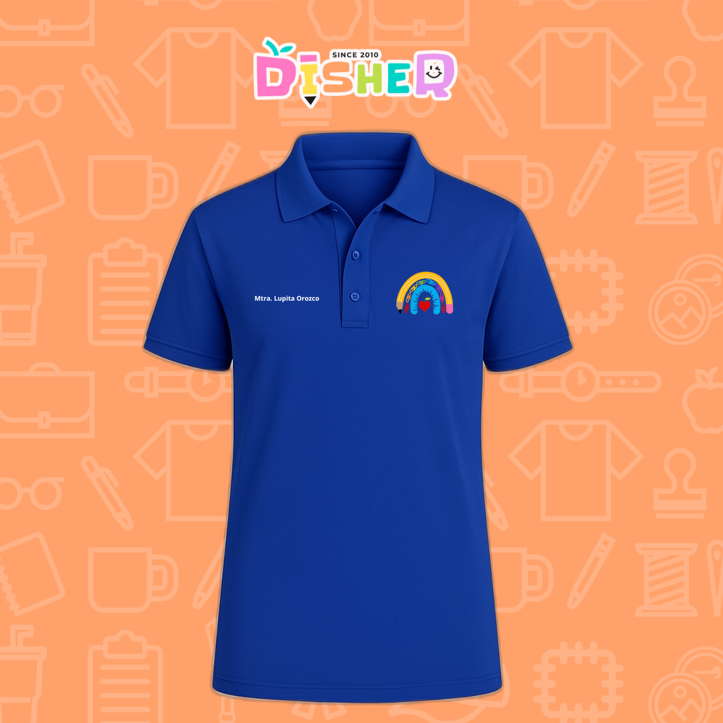 PBD-C-0068: Polo Bordada Dry Fit Caballero I Arcoíris lápiz manzana