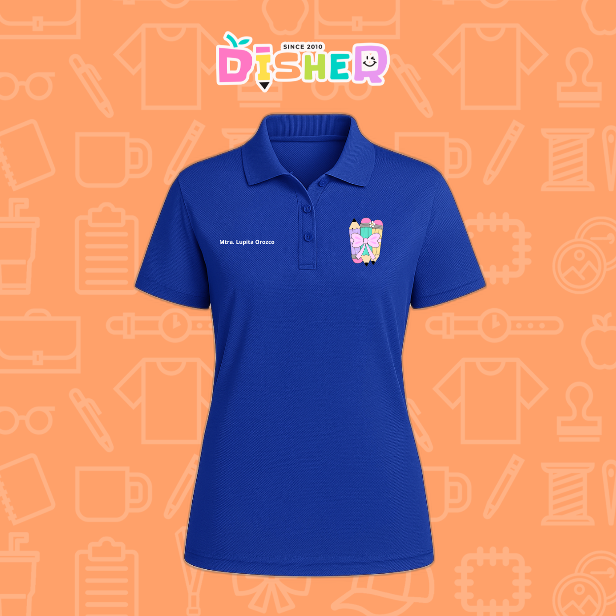 PBD-D-007 : Polo Bordada Dry Fit Dama I Lápices moñito