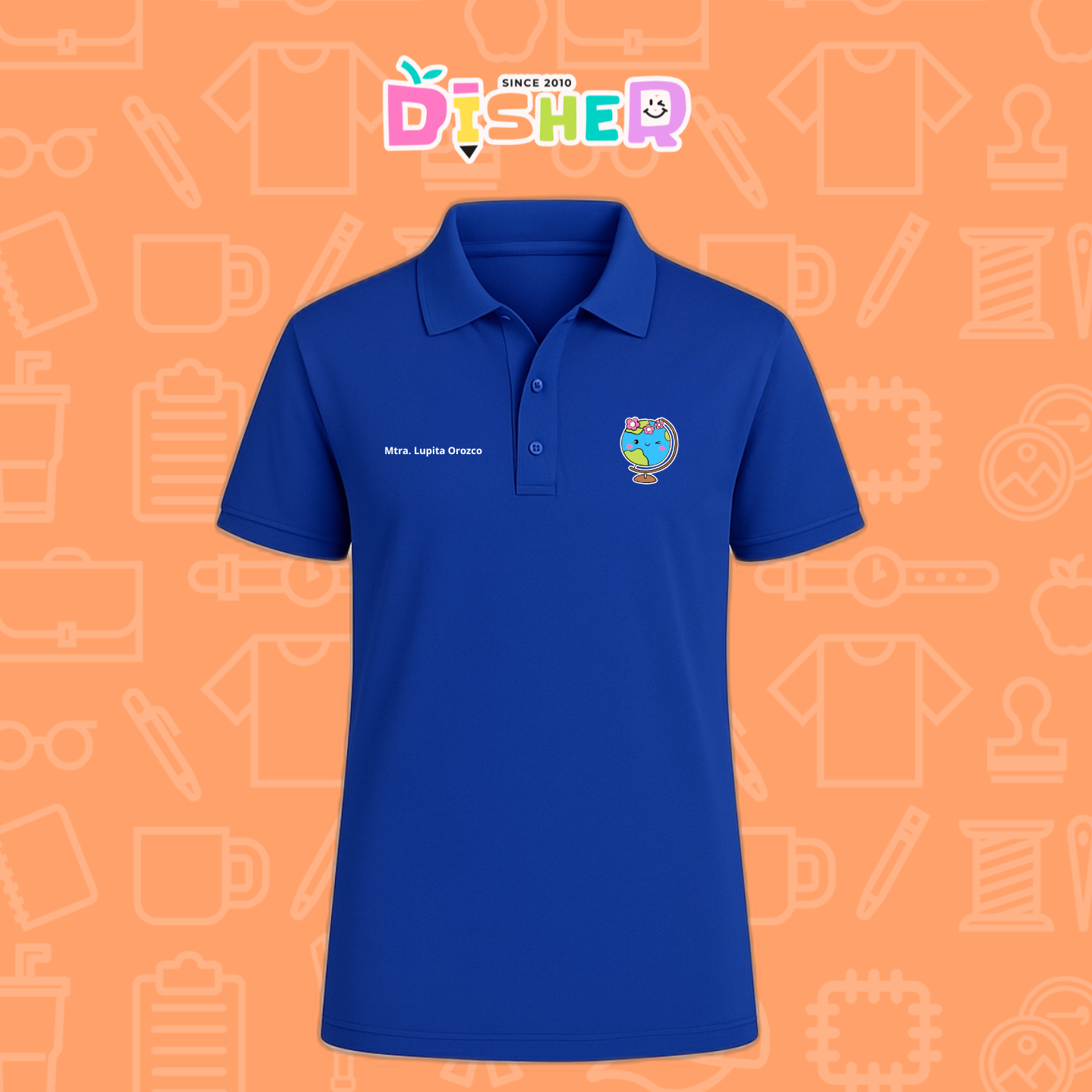 PBD-C-0038: Polo Bordada Dry Fit Caballero I Mundo con flores
