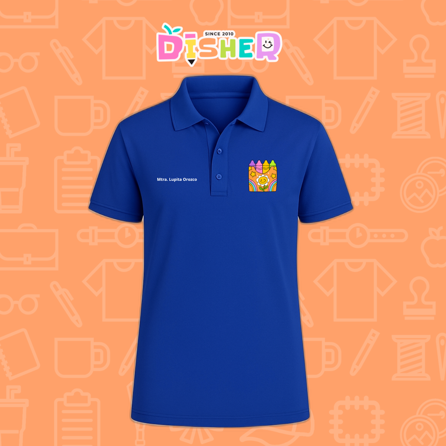PBD-C-0015: Polo Bordada Dry Fit Caballero I Crayones flor