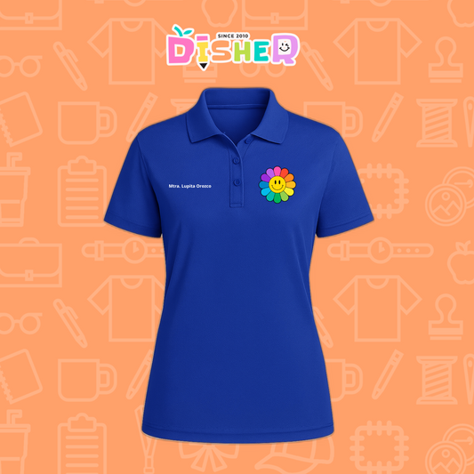 PBD-D-018: Polo Bordada Dry Fit Dama I Flor de colores