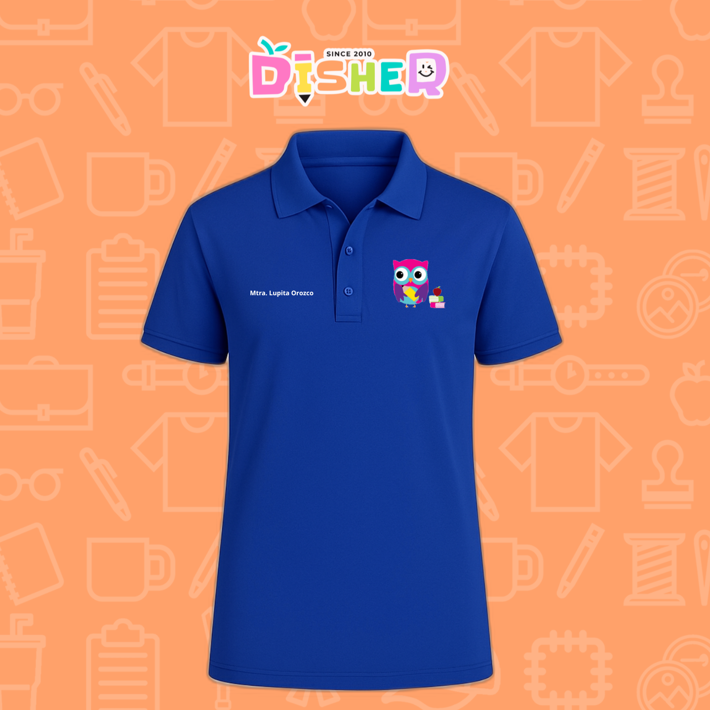 PBD-C-0098: Polo Bordada Dry Fit Caballero I Búho rosa