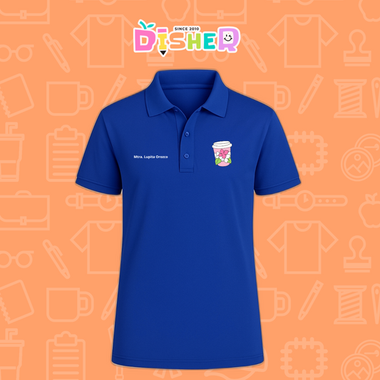 PBD-C-0041: Polo Bordada Dry Fit Caballero I Cafe flores