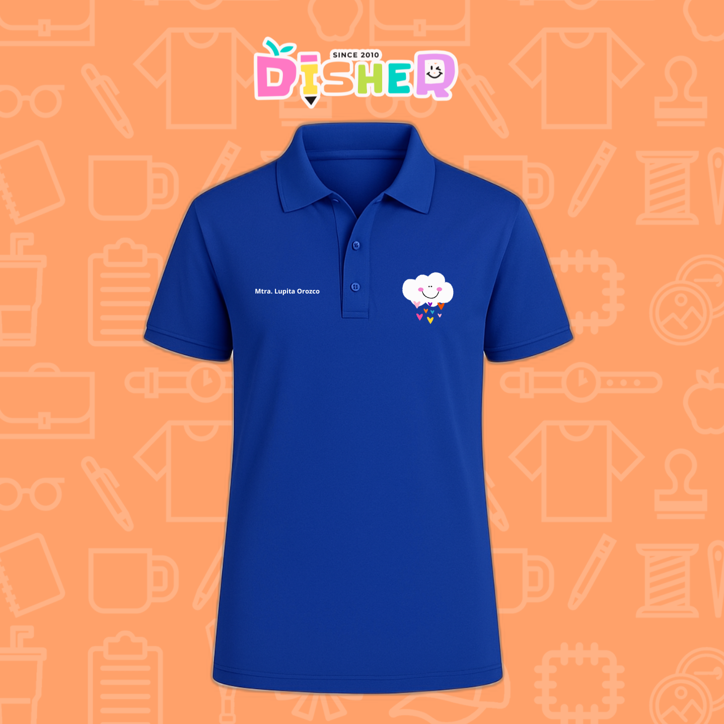 PBD-C-0022: Polo Bordada Dry Fit Caballero I Nube corazones
