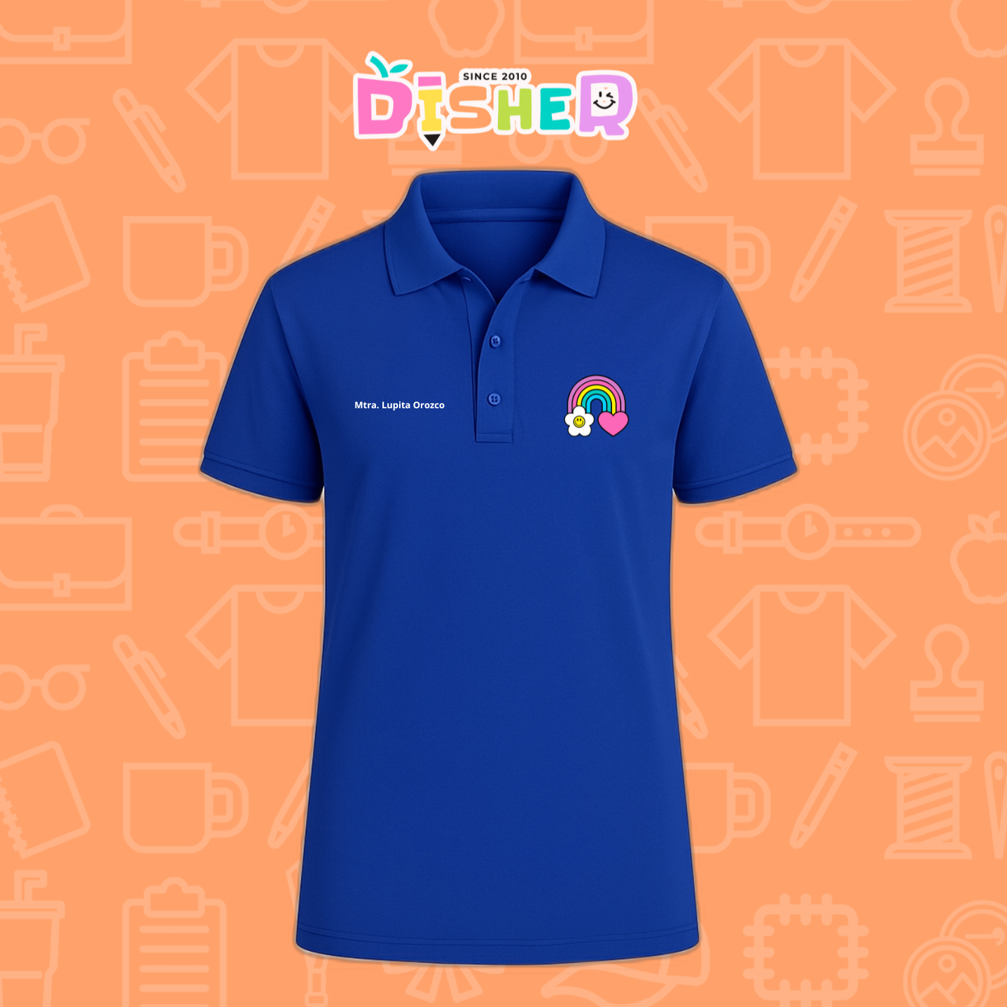 PBD-C-0025: Polo Bordada Dry Fit Caballero I Arcoíris corazón