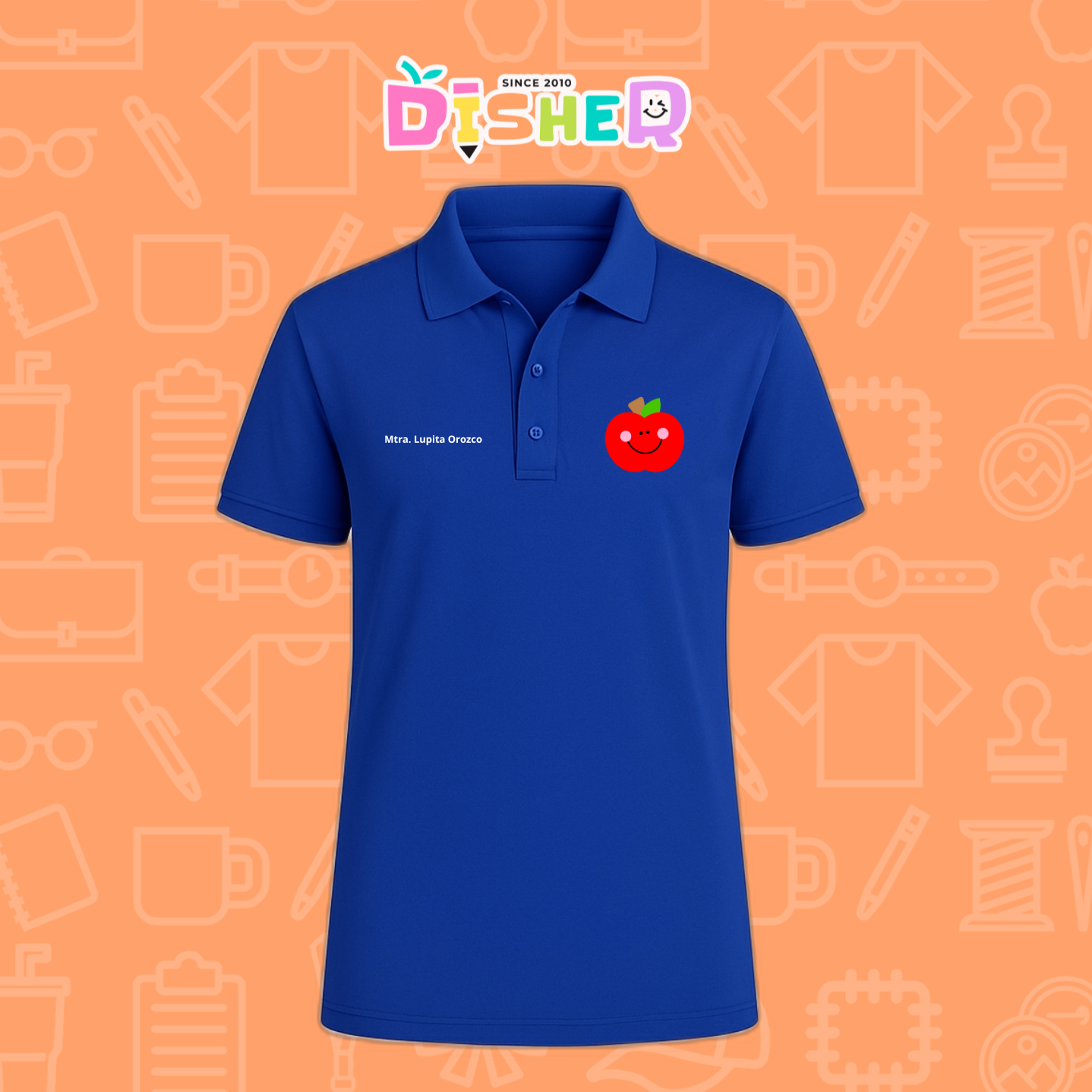 PBD-C-0030: Polo Bordada Dry Fit Caballero I Smile Apple