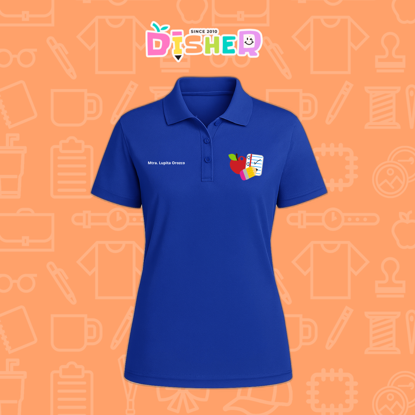 PBD-D-088: Polo Bordada Dry Fit Dama I Útiles manzana lápiz