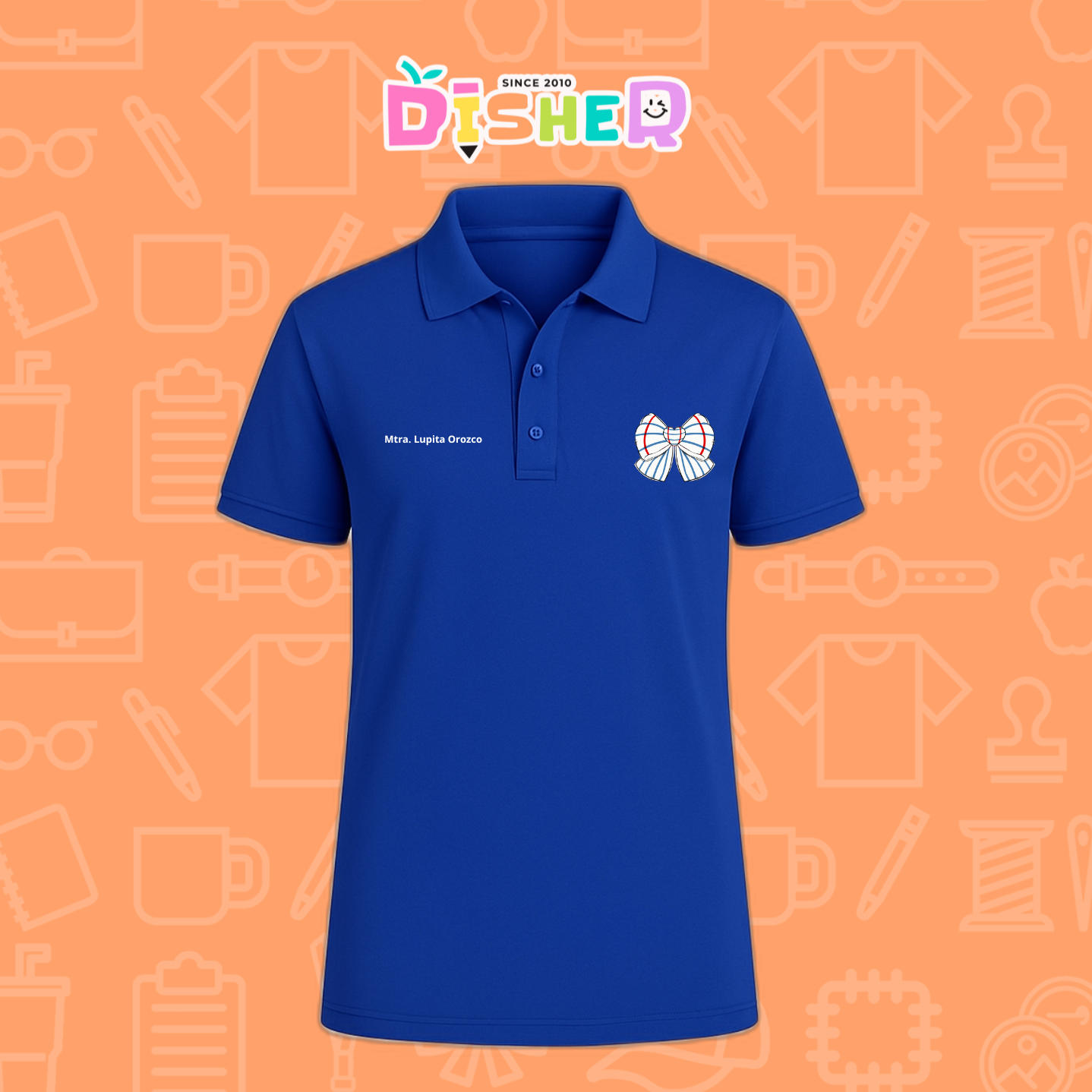PBD-C-0010: Polo Bordada Dry Fit Caballero I Moño rayas papel