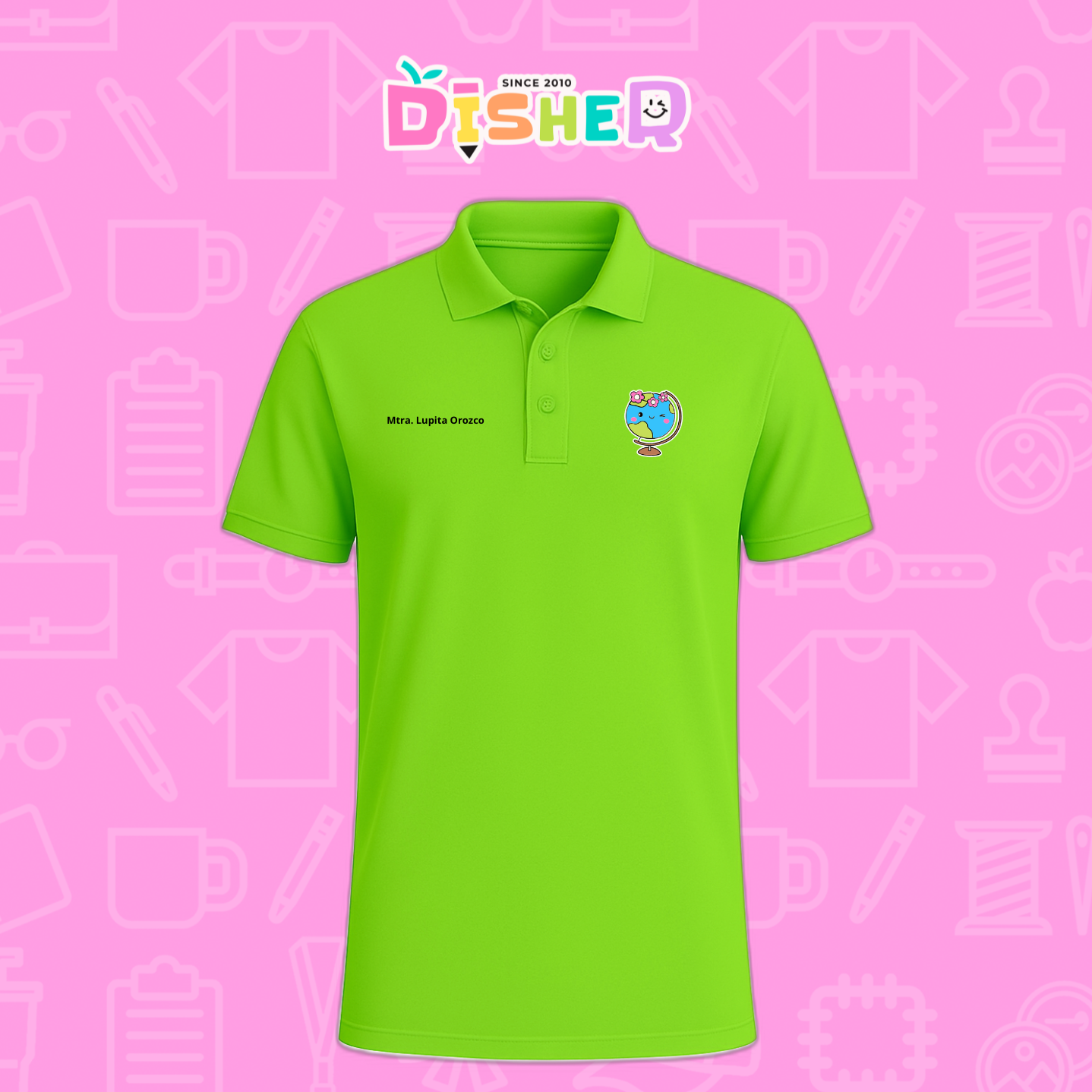 PBD-C-0038: Polo Bordada Dry Fit Caballero I Mundo con flores