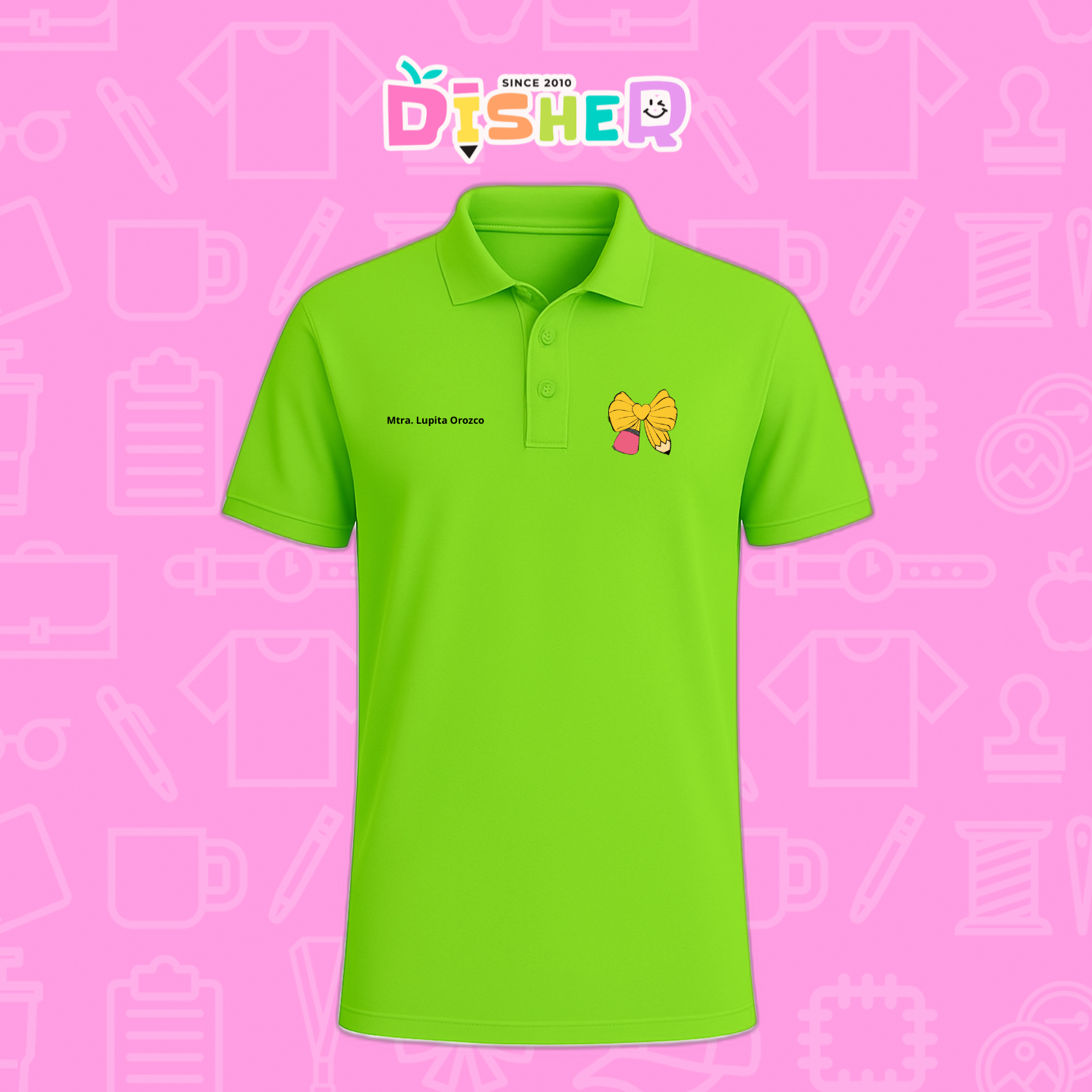 PBD-C-0011: Polo Bordada Dry Fit Caballero I Moño lápiz amarillo