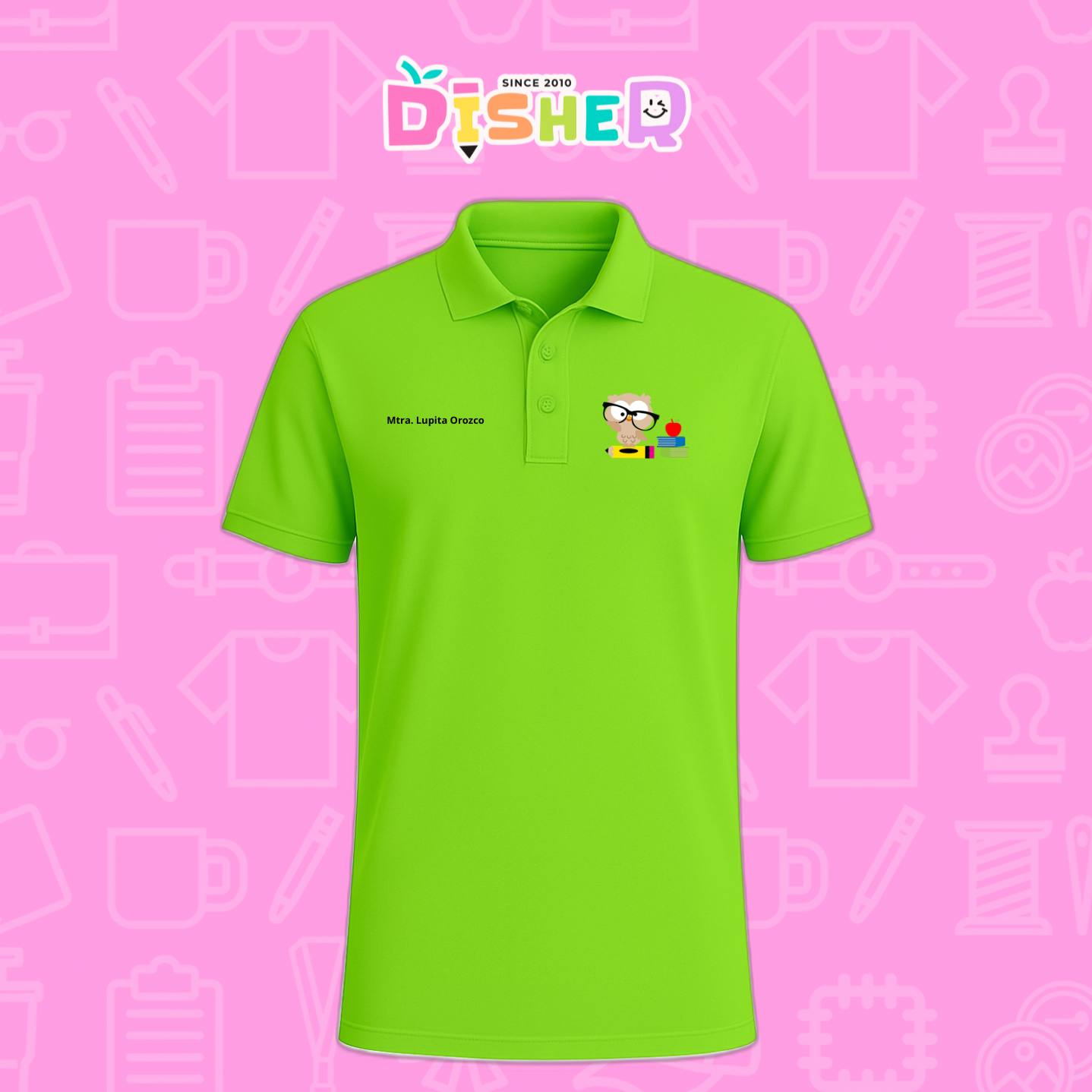 PBD-C-0072: Polo Bordada Dry Fit Caballero I Búho lentes