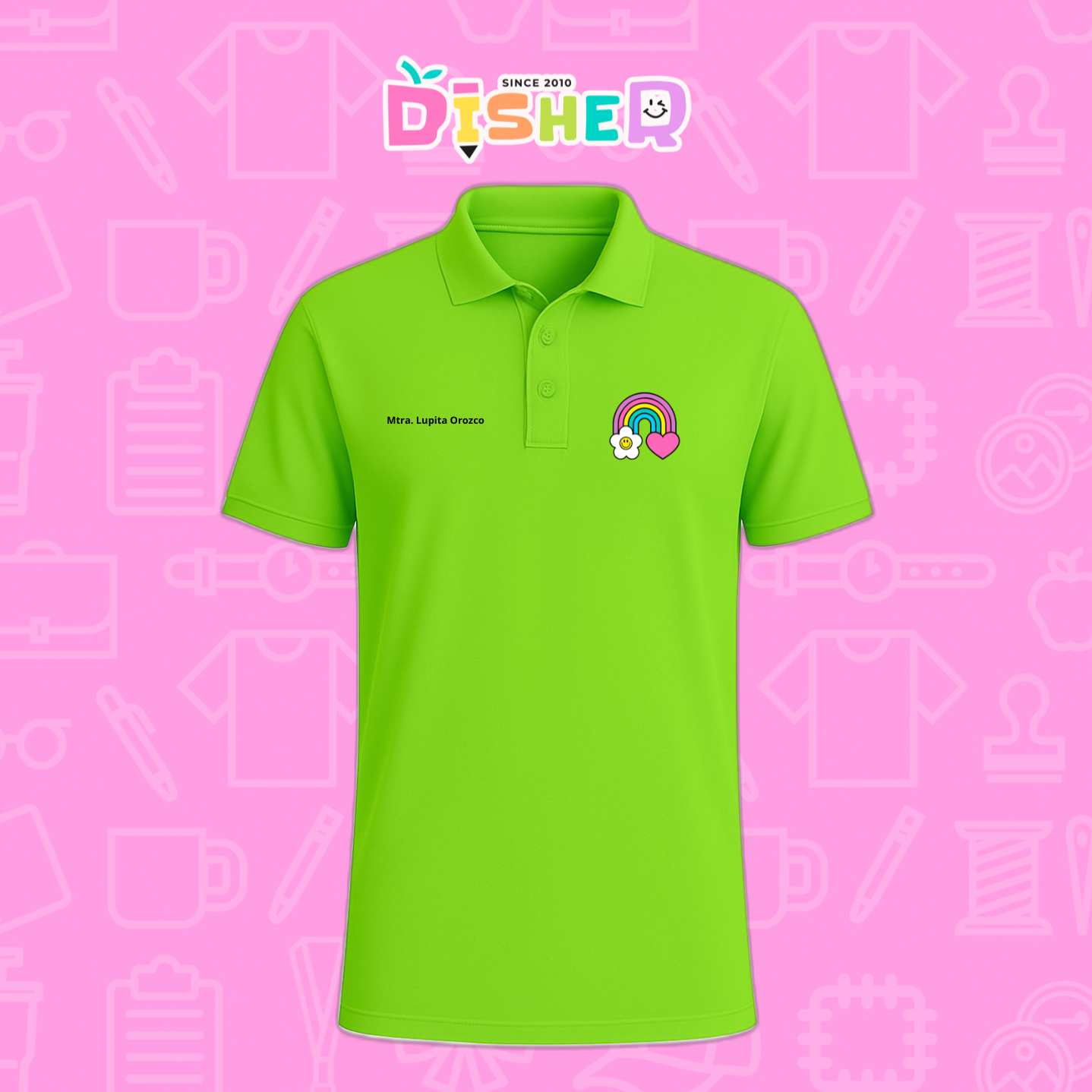 PBD-C-0025: Polo Bordada Dry Fit Caballero I Arcoíris corazón