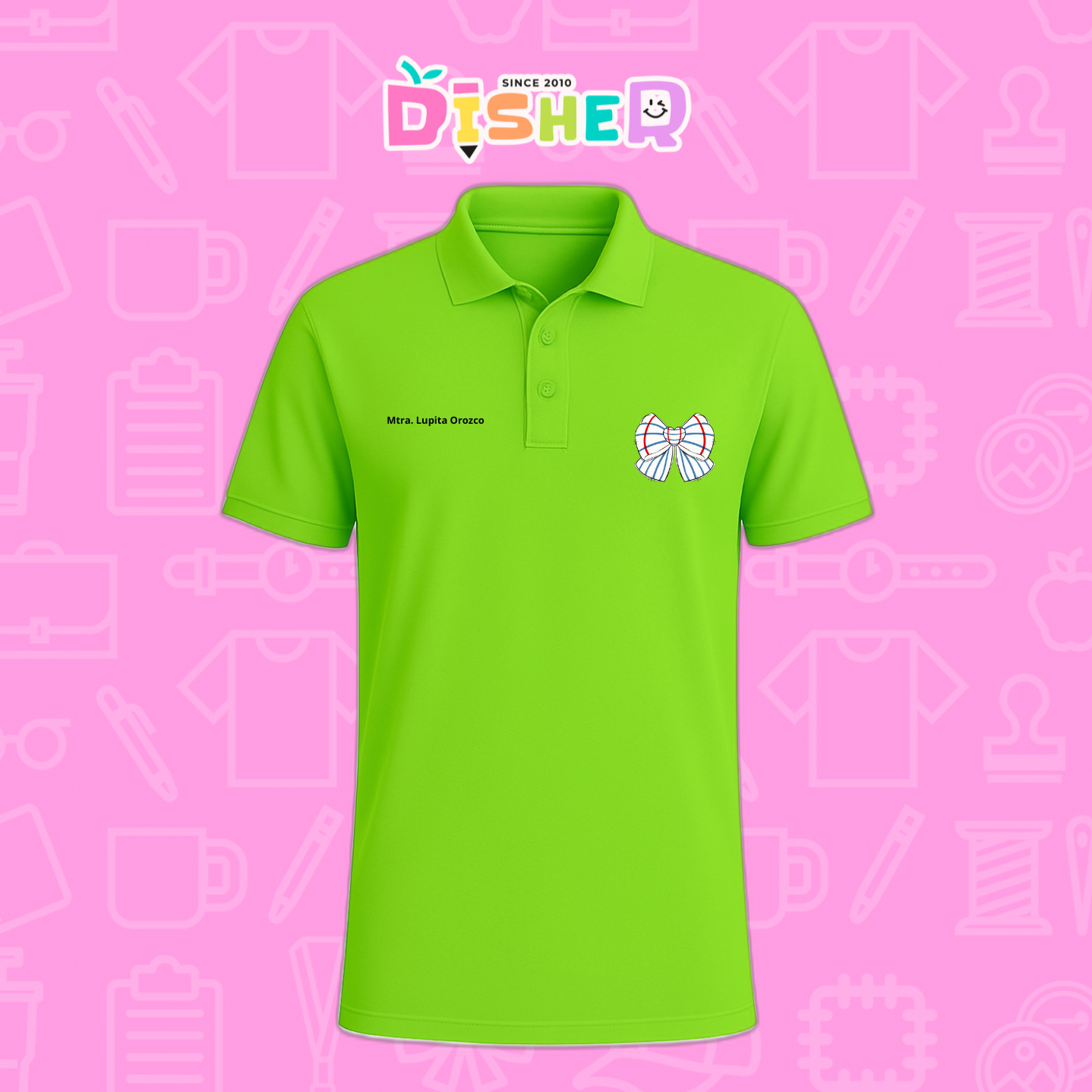 PBD-C-0010: Polo Bordada Dry Fit Caballero I Moño rayas papel