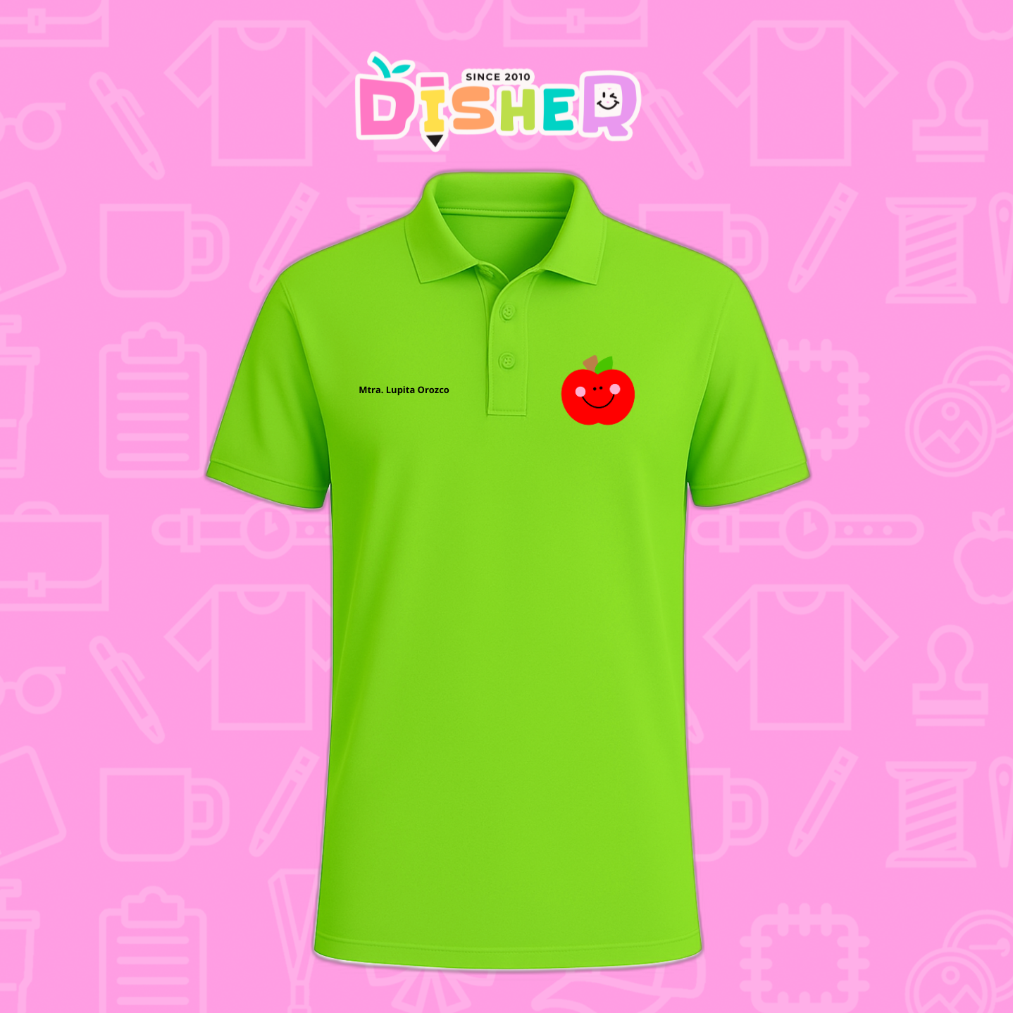 PBD-C-0030: Polo Bordada Dry Fit Caballero I Smile Apple