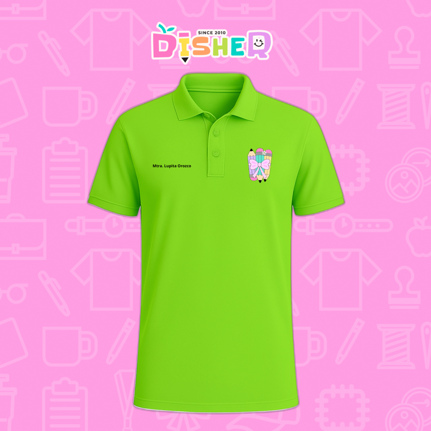 PBD-C-007: Polo Bordada Dry Fit Caballero I Lápices moñito