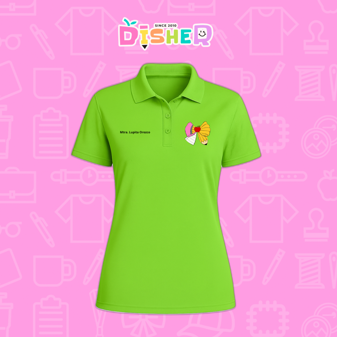 PBD-D-005 : Polo Bordada Dry Fit Dama I Moño lápiz hoja