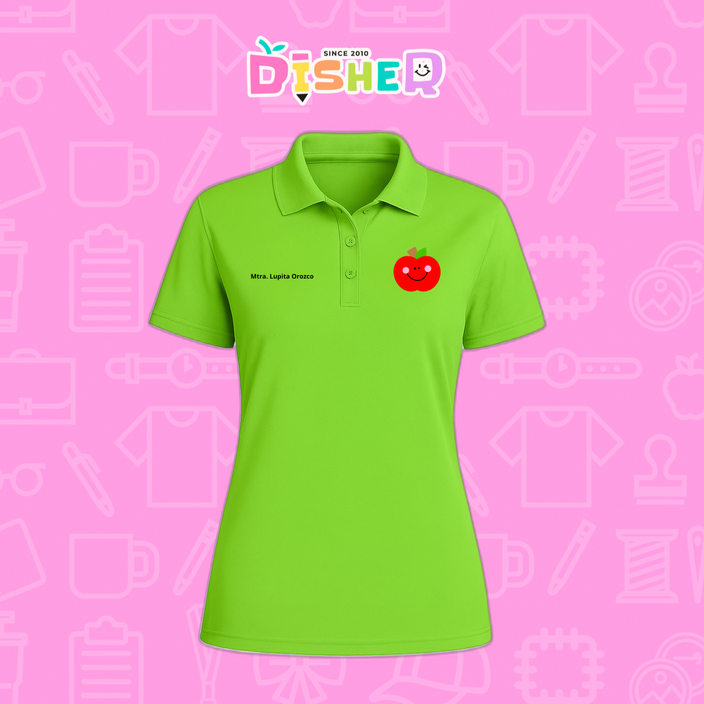 PBD-D-030: Polo Bordada Dry Fit Dama I Smile Apple