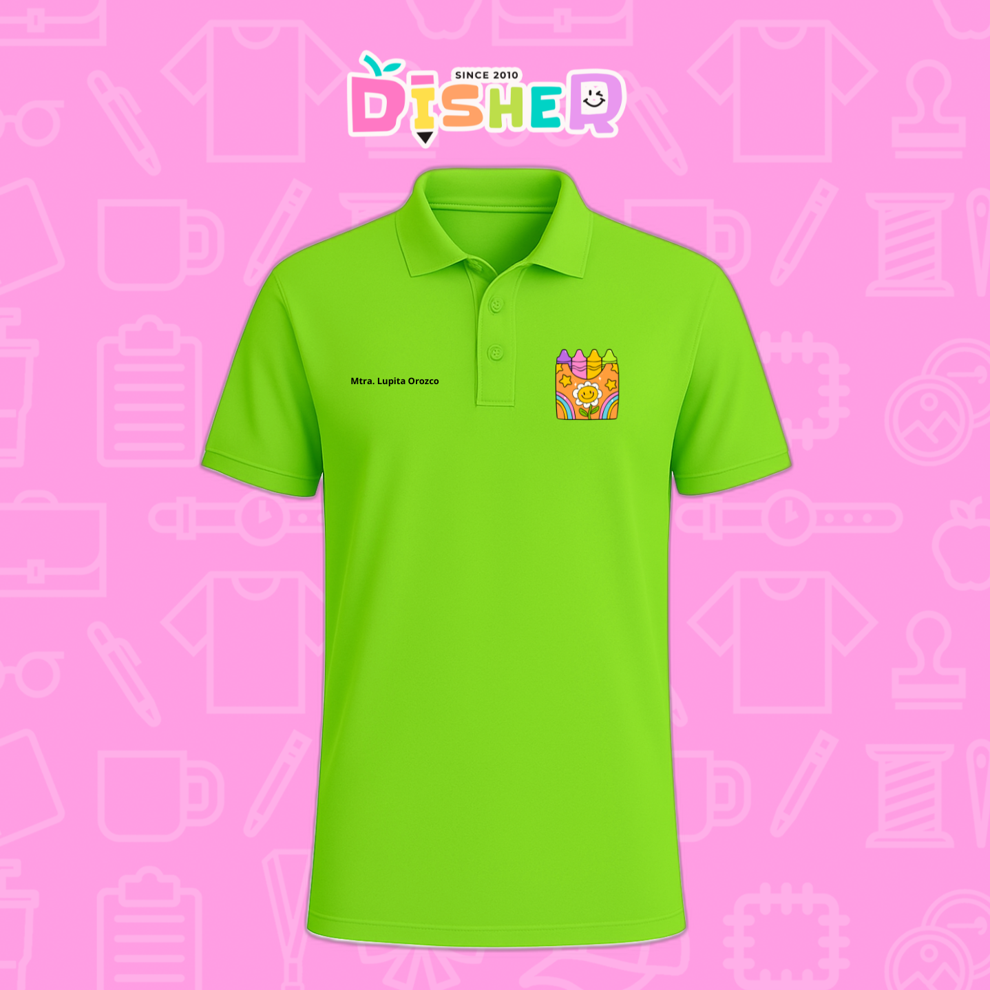 PBD-C-0015: Polo Bordada Dry Fit Caballero I Crayones flor