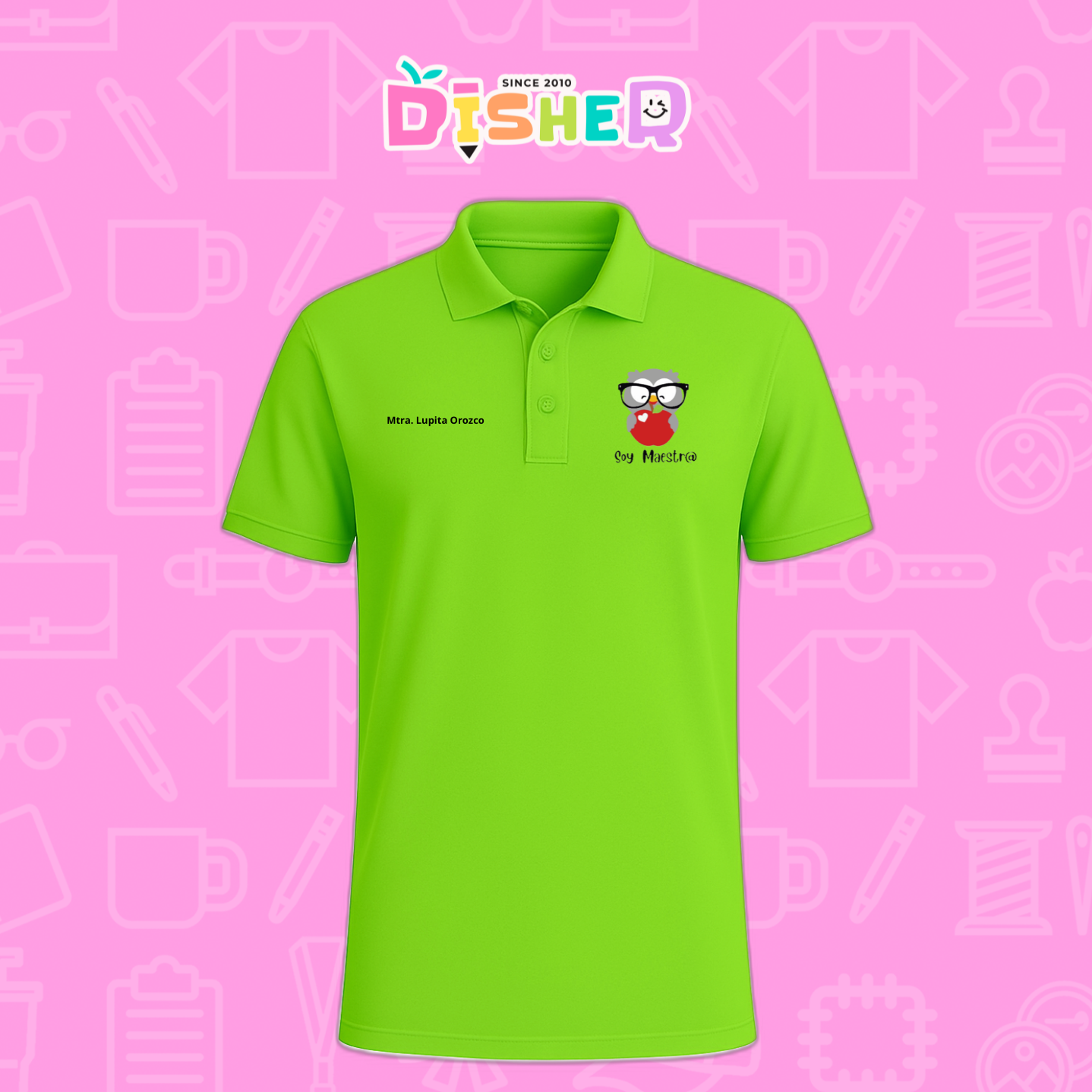 PBD-C-0079: Polo Bordada Dry Fit Caballero I Búho gris manzana