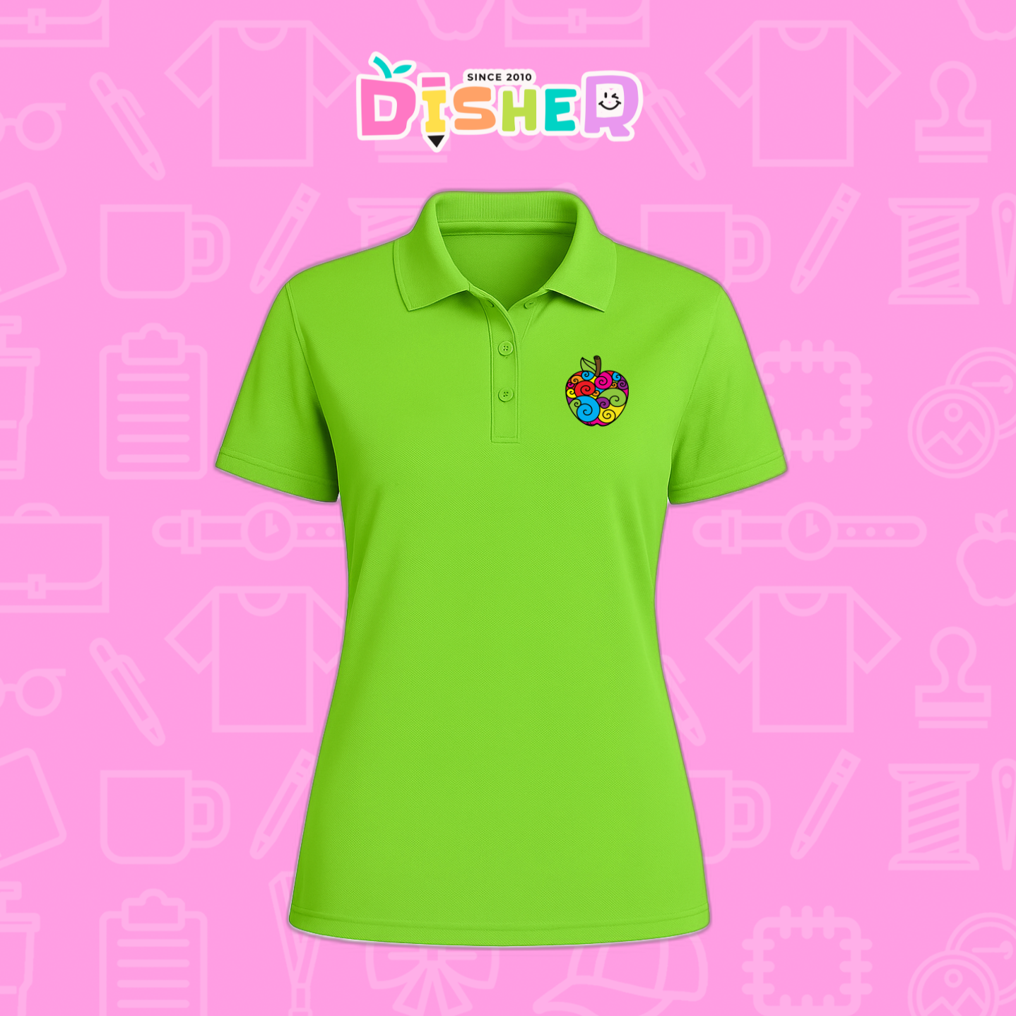 PBD-D-067: Polo Bordada Dry Fit Dama I Manzana risco