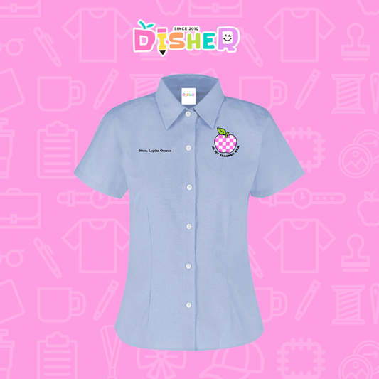 CBOC-D-026: Camisa Bordada Oxford Manga Corta Dama I Manzana cuadros