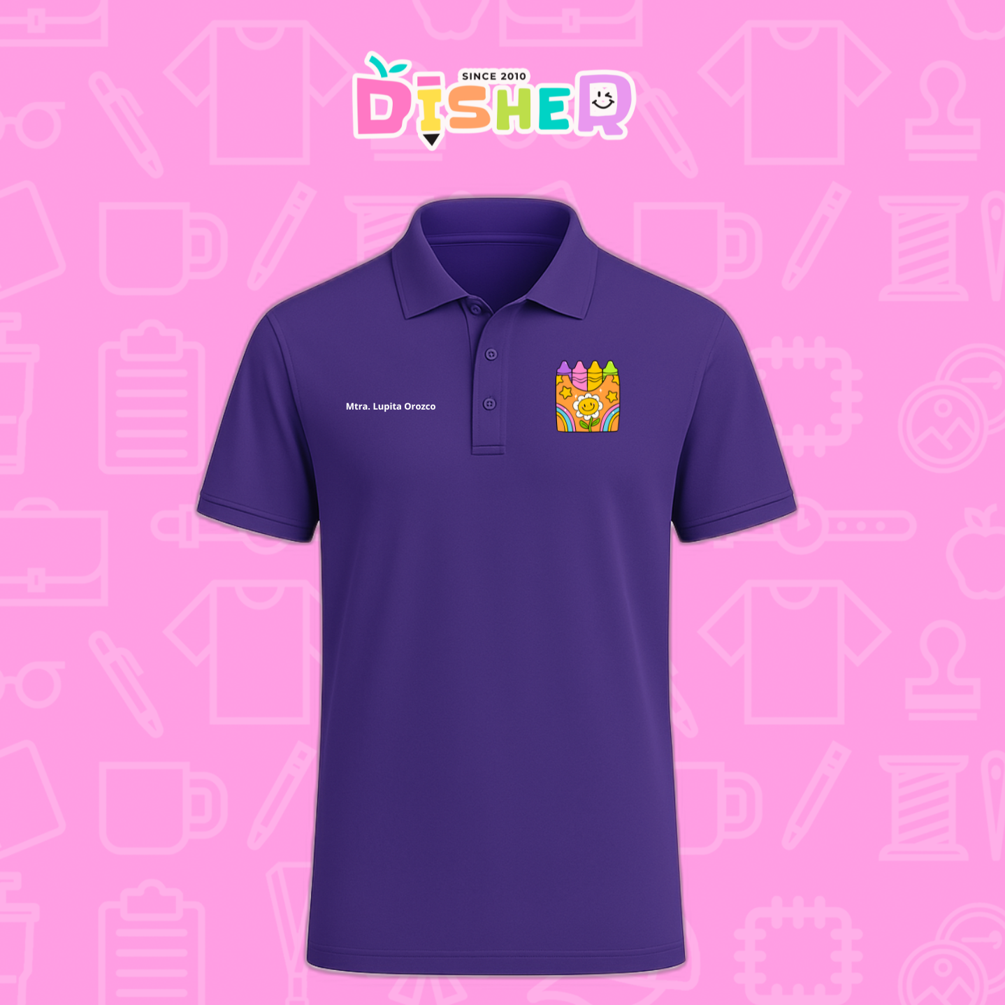 PBD-C-0015: Polo Bordada Dry Fit Caballero I Crayones flor