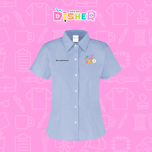 CBOC-D-028: Camisa Bordada Oxford Manga Corta Dama I In my teacher era