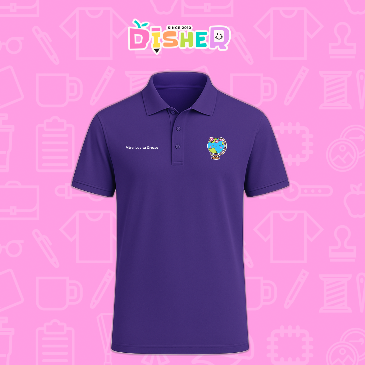 PBD-C-0038: Polo Bordada Dry Fit Caballero I Mundo con flores