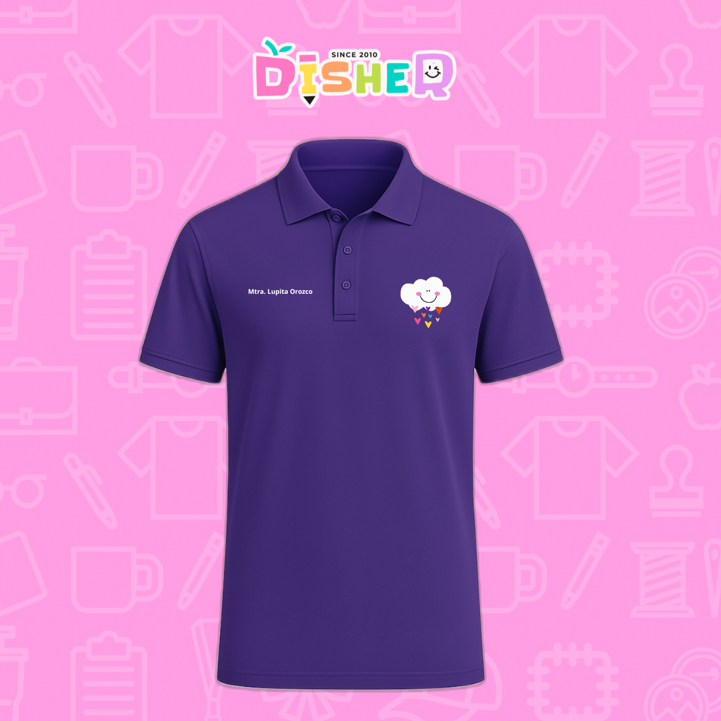 PBD-C-0022: Polo Bordada Dry Fit Caballero I Nube corazones