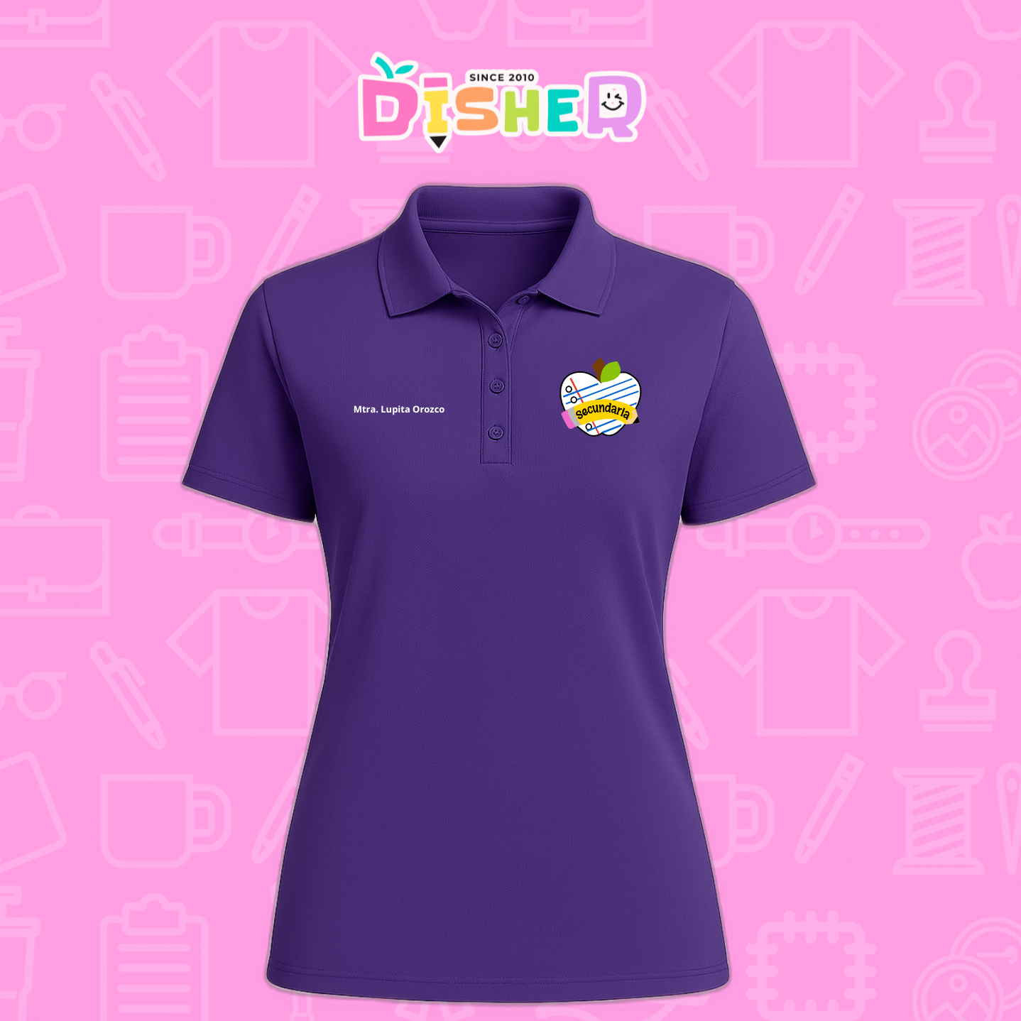 PBD-D-094: Polo Bordada Dry Fit Dama I Corazón papel secundaria