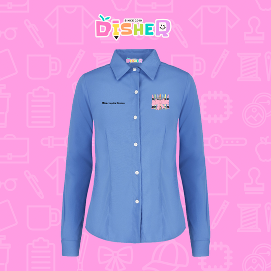 CBGL-D-008: Camisa Bordada Gabardina Manga corta Dama I Crayones moño