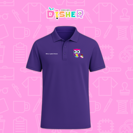 PBD-C-0098: Polo Bordada Dry Fit Caballero I Búho rosa