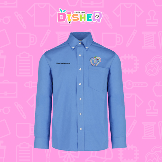 CBGL-C-013: Camisa Bordada Gabardina Manga Larga Caballero I Corazón lápiz tonos pastel