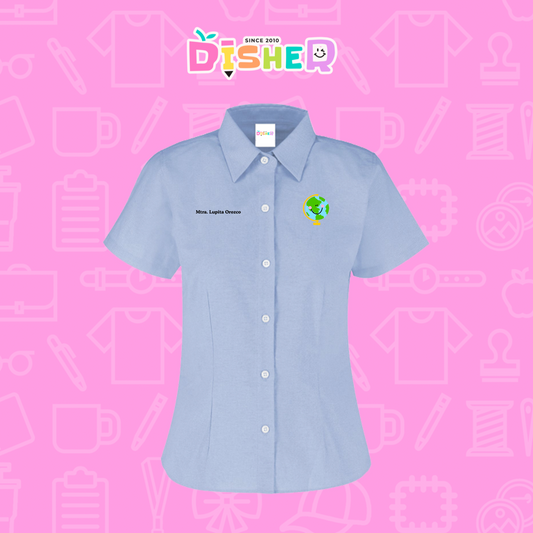 CBOC-D-034: Camisa Bordada Oxford Manga Corta Dama I Smiley world