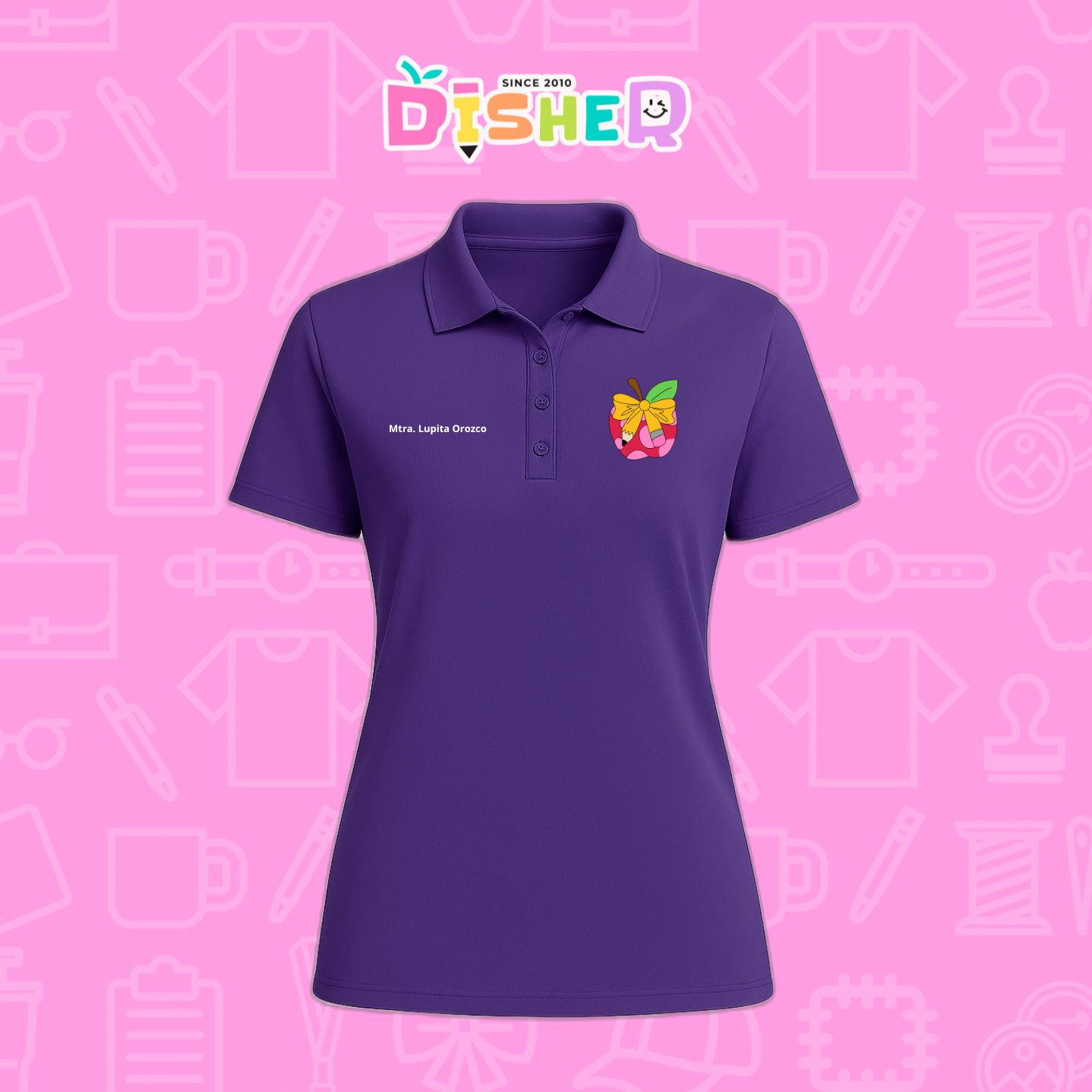 PBD-D-012: Polo Bordada Dry Fit Dama I Manzana moño