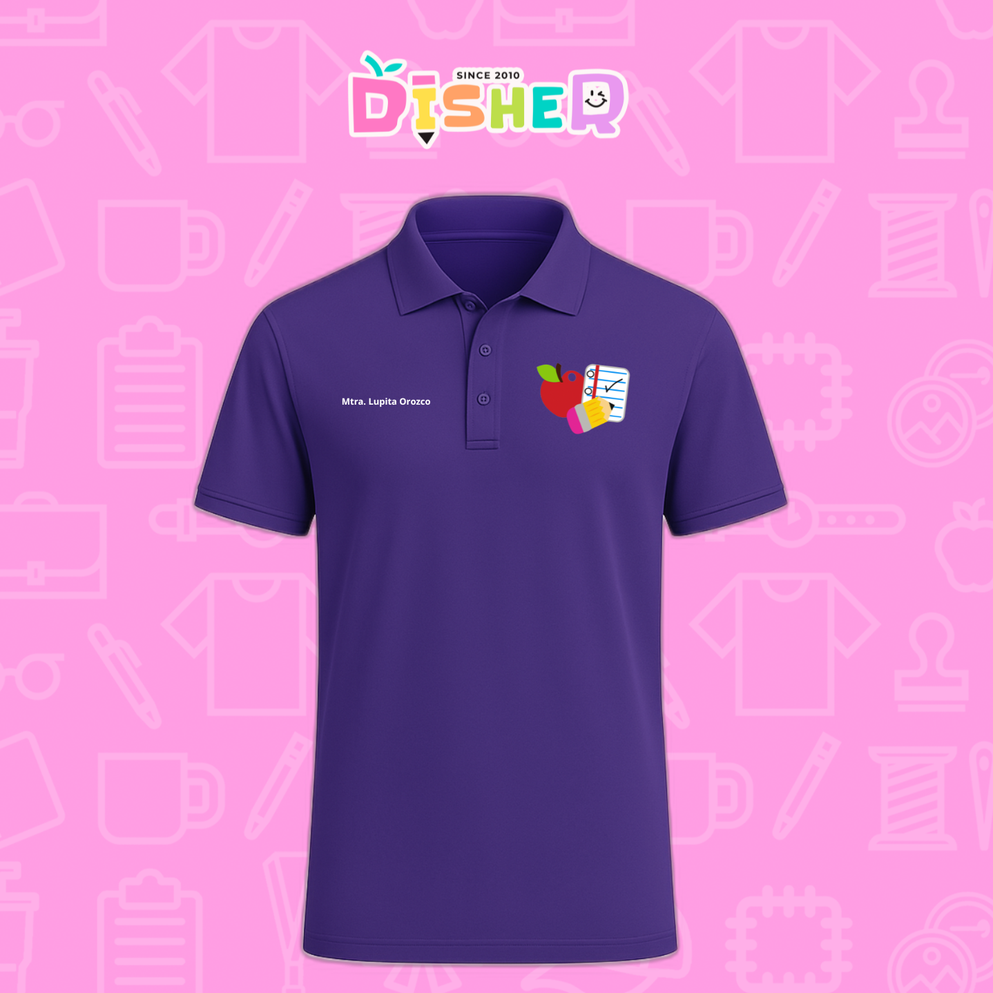 PBD-C-0088: Polo Bordada Dry Fit Caballero I Útiles manzana lápiz