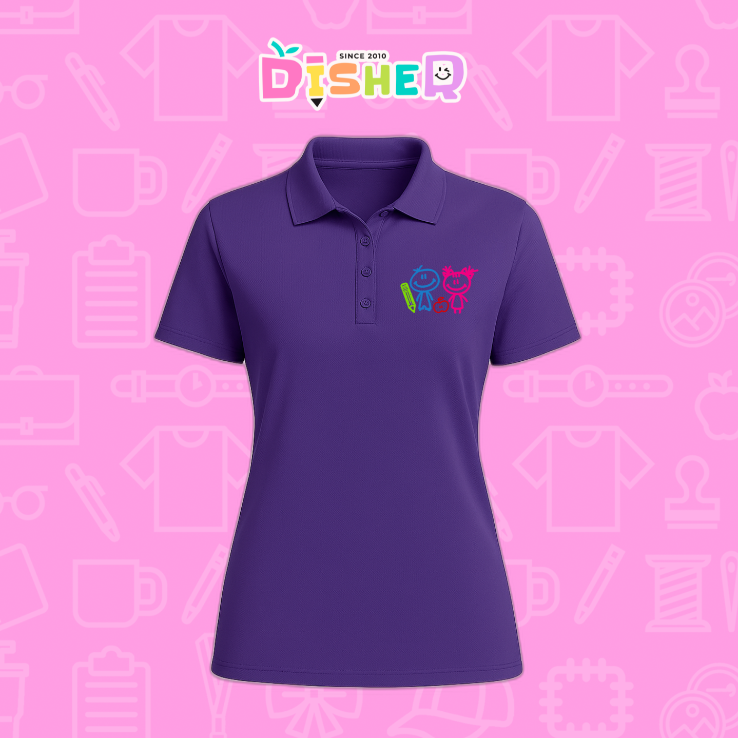 PBD-D-062: Polo Bordada Dry Fit Dama I Niños trazos