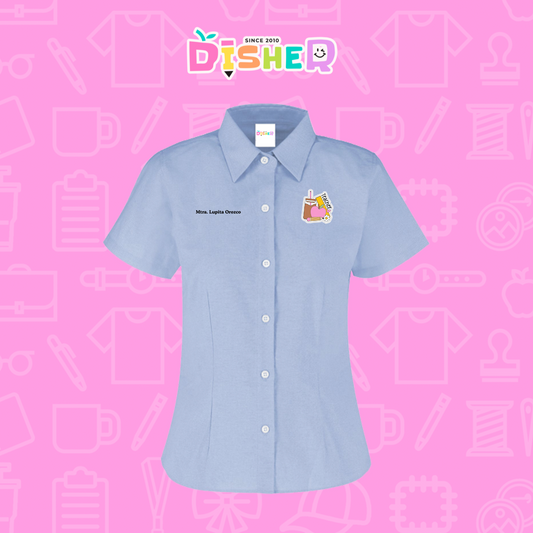 CBOC-D-036: Camisa Bordada Oxford Manga Corta Dama I Teacher coffe