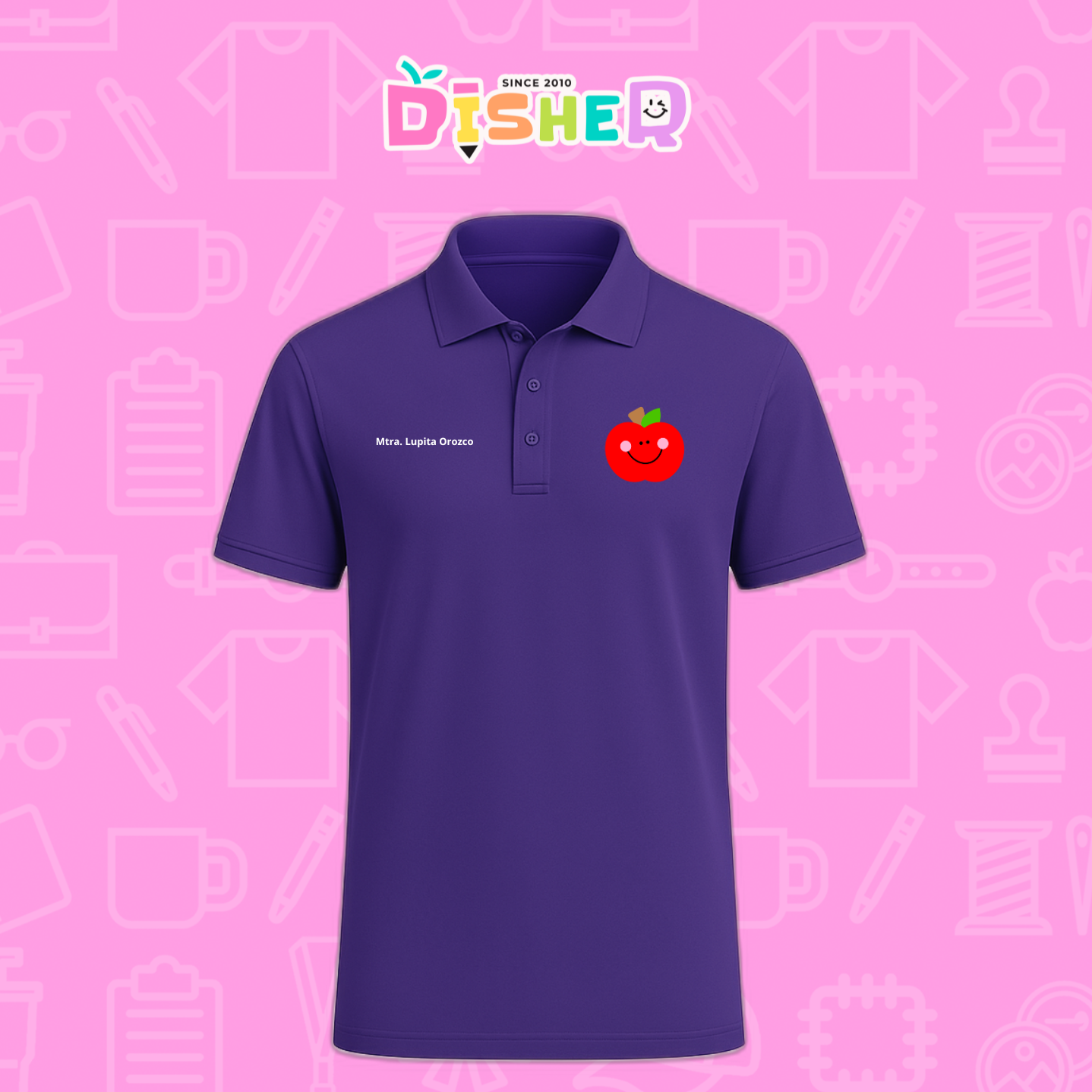 PBD-C-0030: Polo Bordada Dry Fit Caballero I Smile Apple