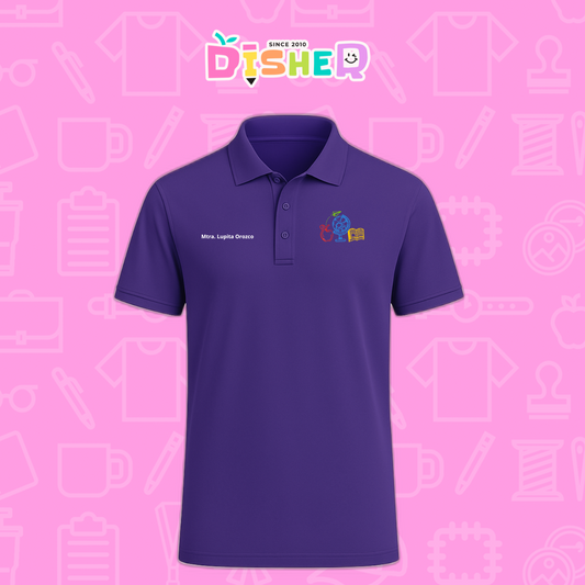 PBD-C-0071: Polo Bordada Dry Fit Caballero I  Globo terráqueo trazos