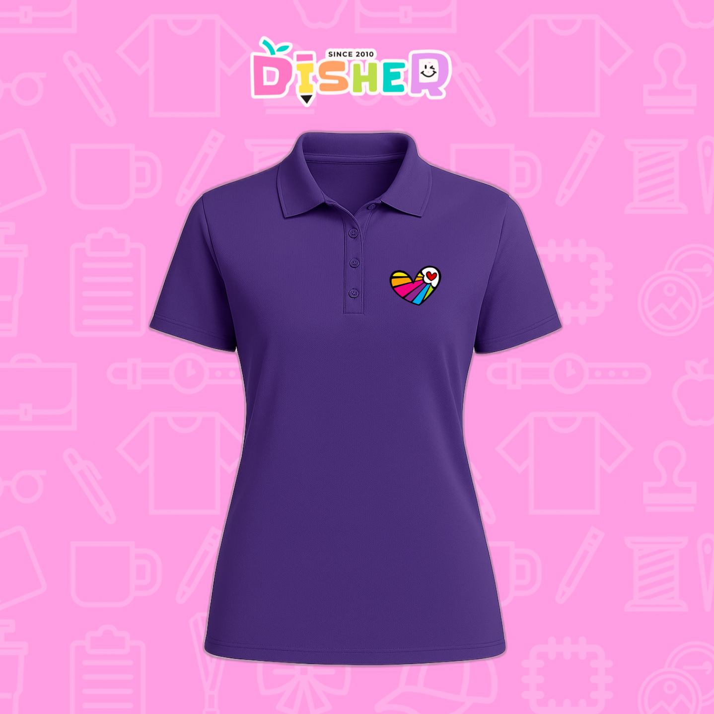 PBD-D-073: Polo Bordada Dry Fit Dama I Corazón lineas