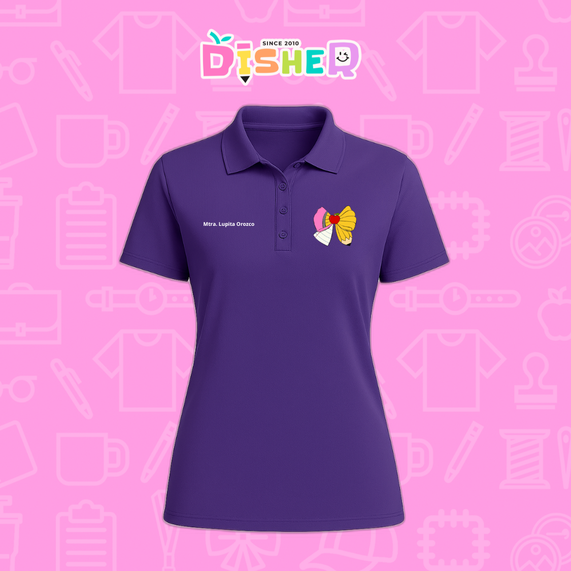 PBD-D-005 : Polo Bordada Dry Fit Dama I Moño lápiz hoja