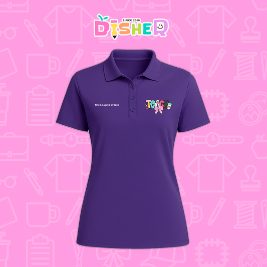 PBD-D-006 : Polo Bordada Dry Fit Dama I Teach Pink