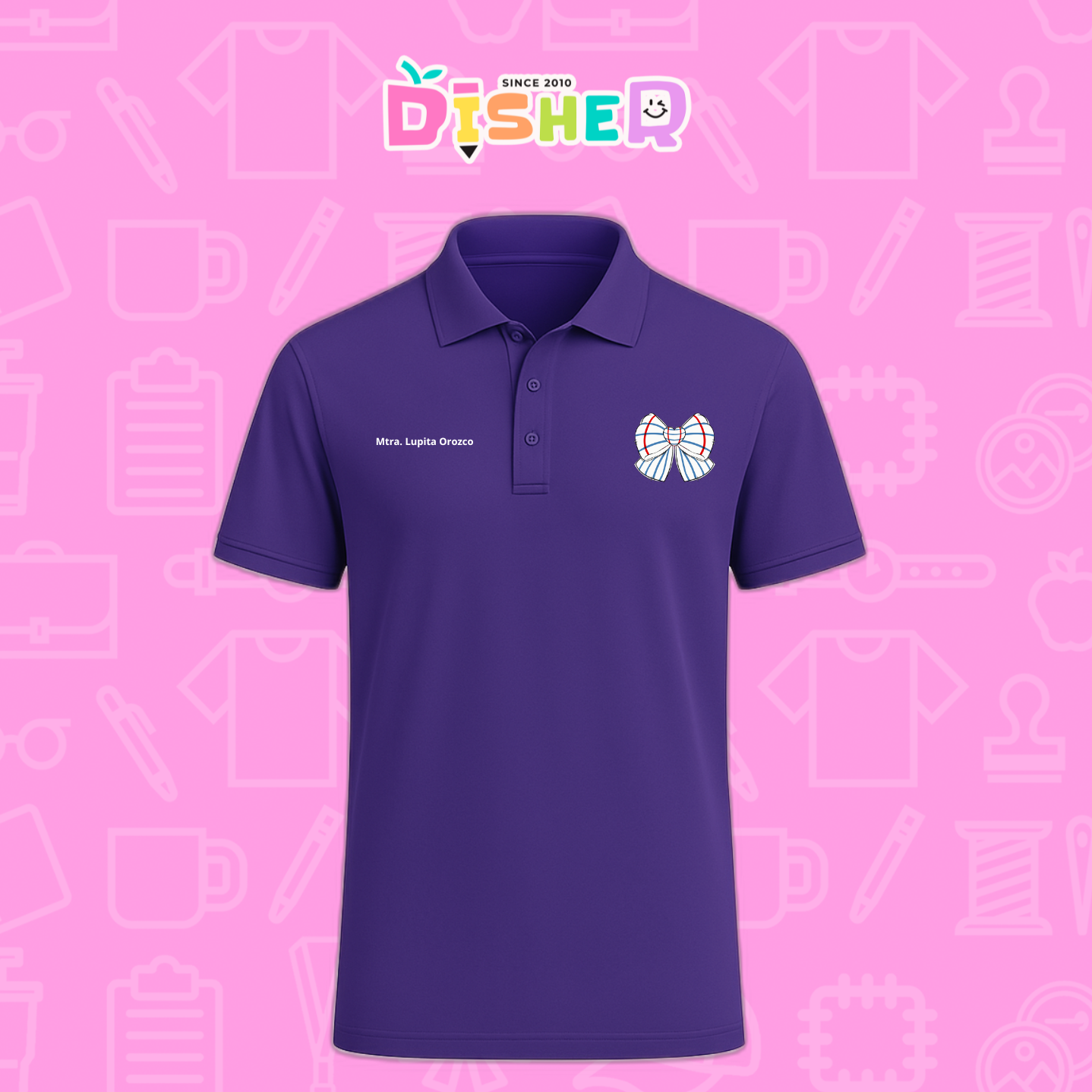 PBD-C-0010: Polo Bordada Dry Fit Caballero I Moño rayas papel