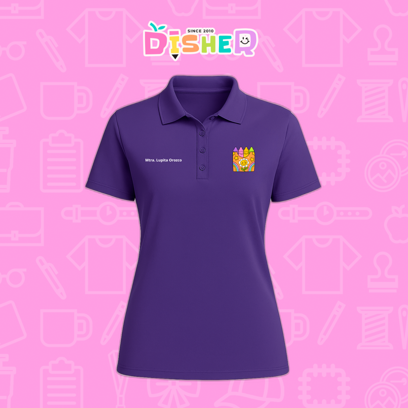 PBD-D-015: Polo Bordada Dry Fit Dama I Crayones flor